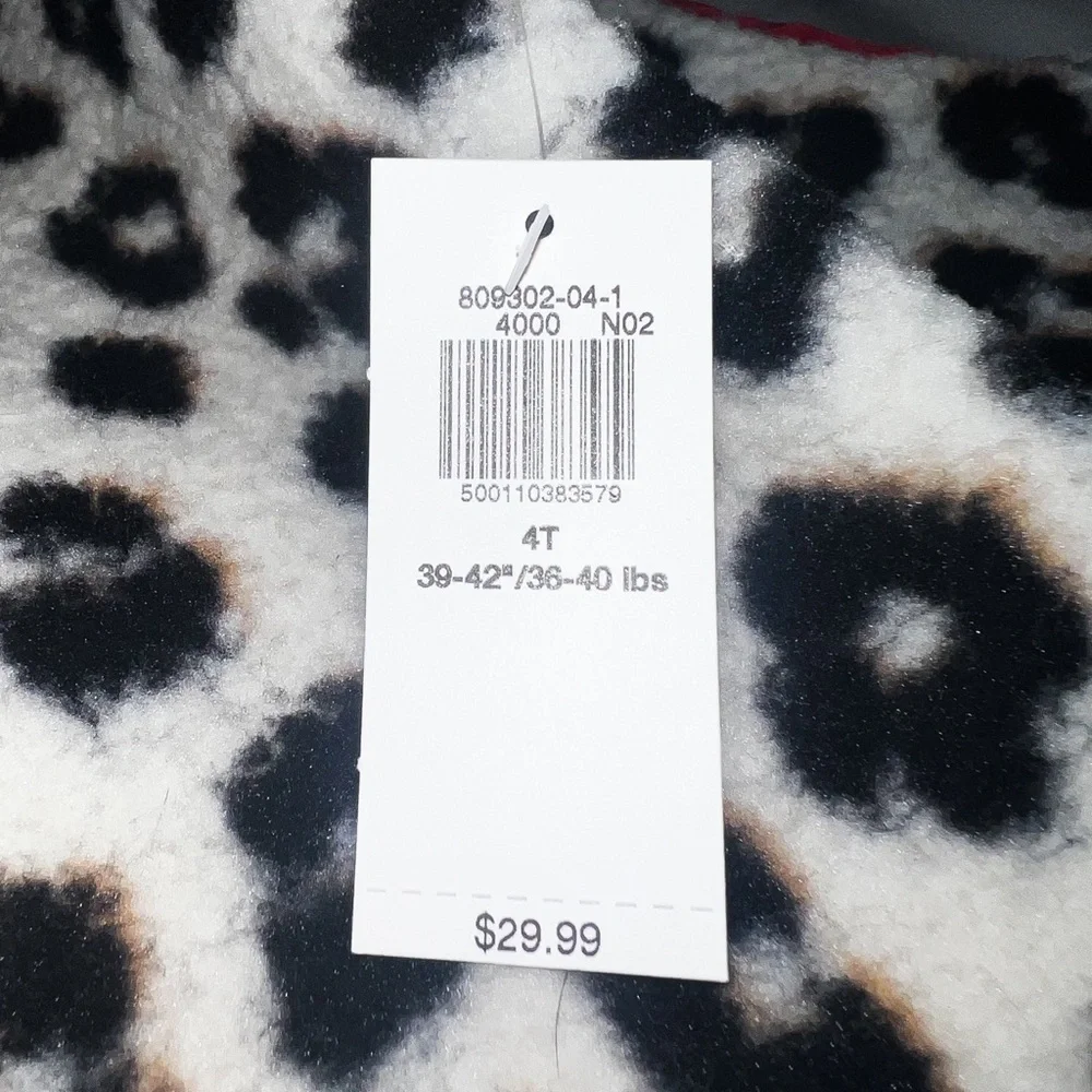 Old Navy Toddler Girls Leopard Printed Sherpa Zip-Front Hooded Jacket, Size 4T